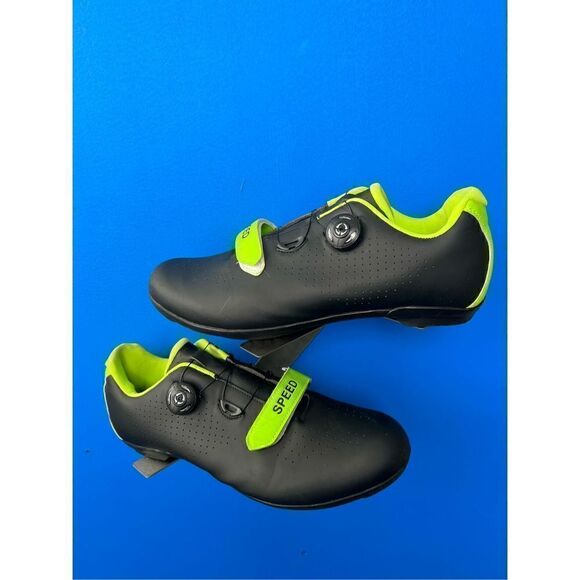 Speed Microtex Unisex Cycling Shoe Men 9.5 Black Green Neon - Picture 1 of 6